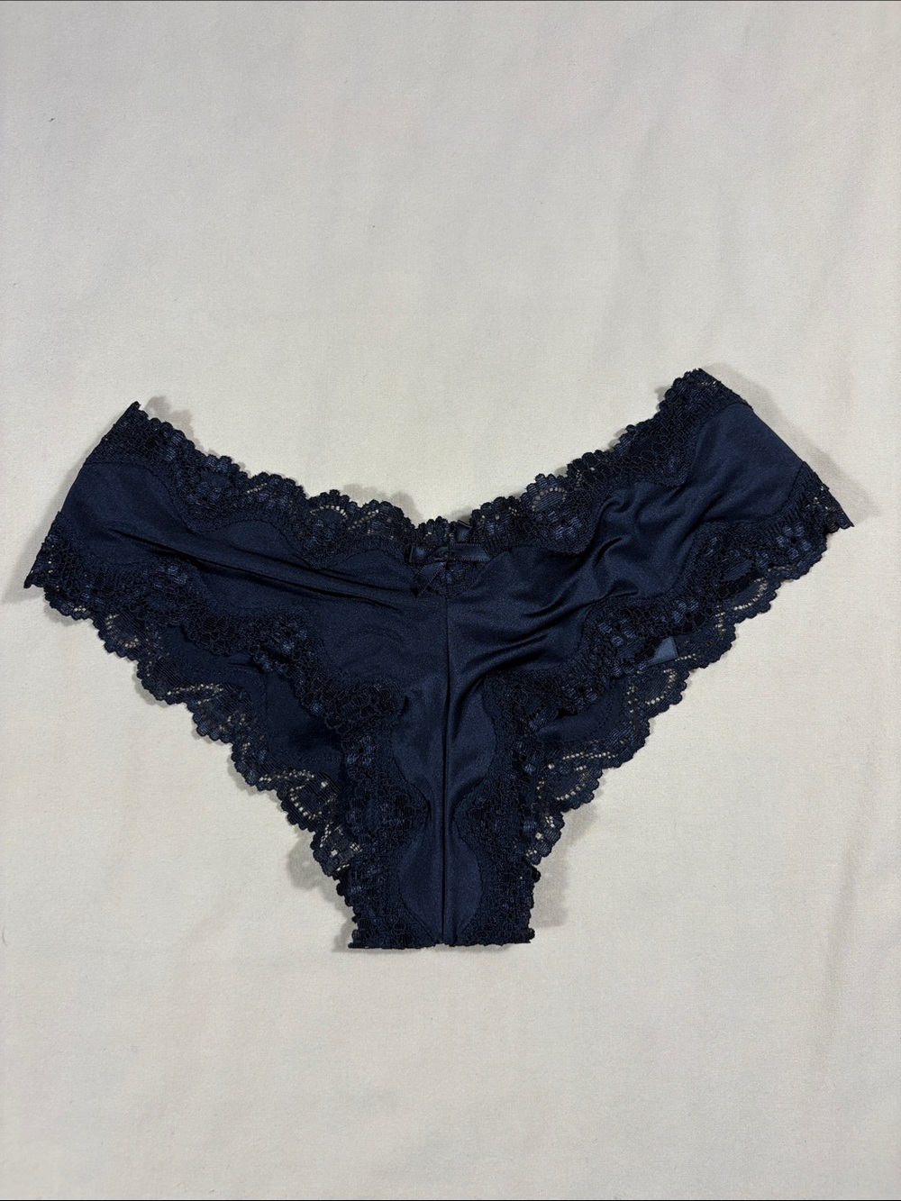 NWT Victoria's Secret Smooth Satin Lace Cheekini Panties Black Size XS 11042322